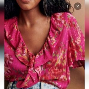 Sézane Jasmime Floral Print Short Sleeve Blouse Size 40/L